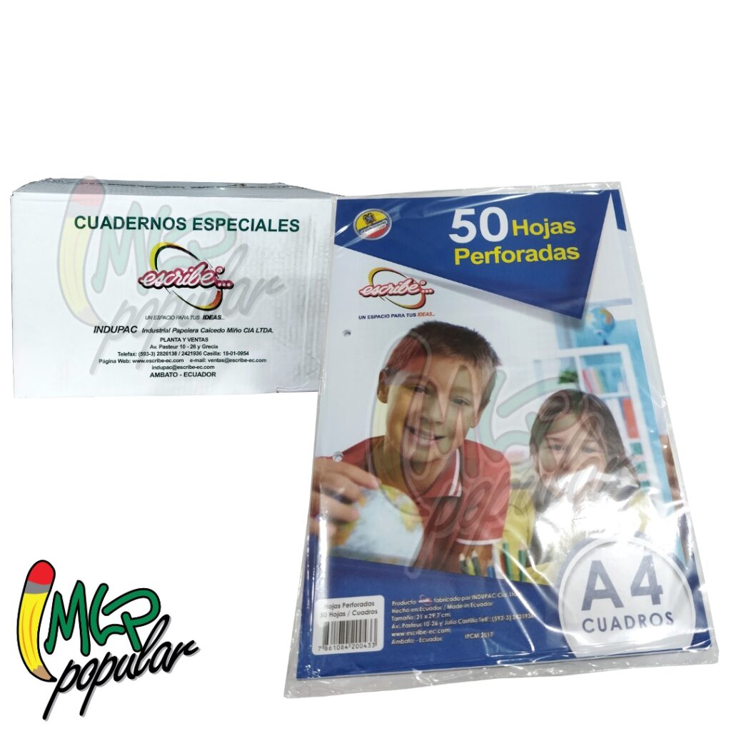 HOJAS PERFORADAS A4 ESCRIBE X50